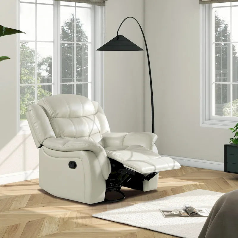 41.5" Faux Leather Manual Swivel Glider Recliner