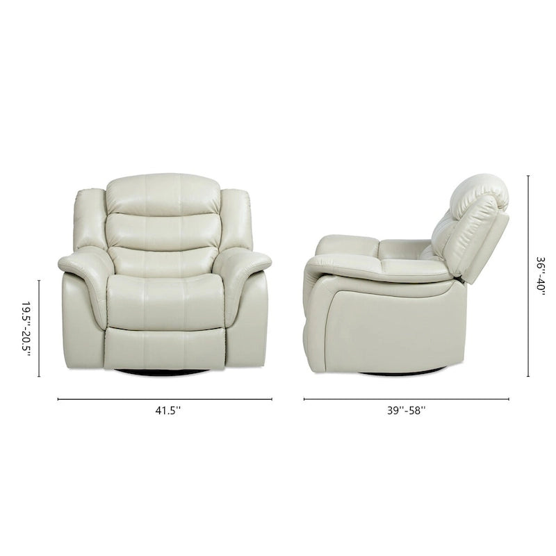 41.5" Faux Leather Manual Swivel Glider Recliner