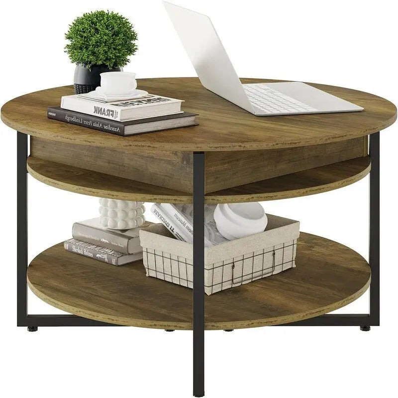 Lift Top Circular Coffee Table with Storage - 31.5" Round