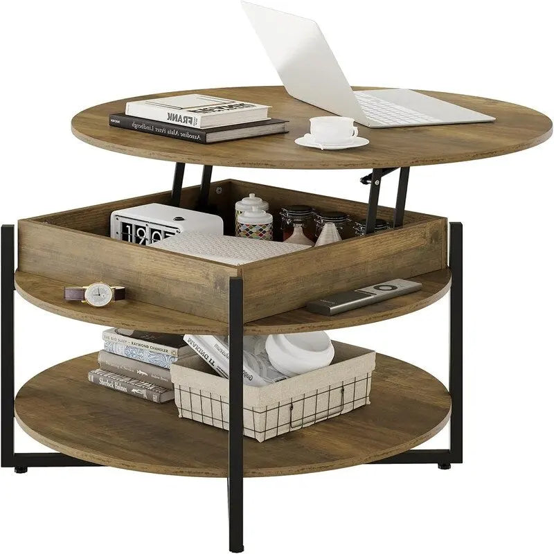 Lift Top Circular Coffee Table with Storage - 31.5" Round