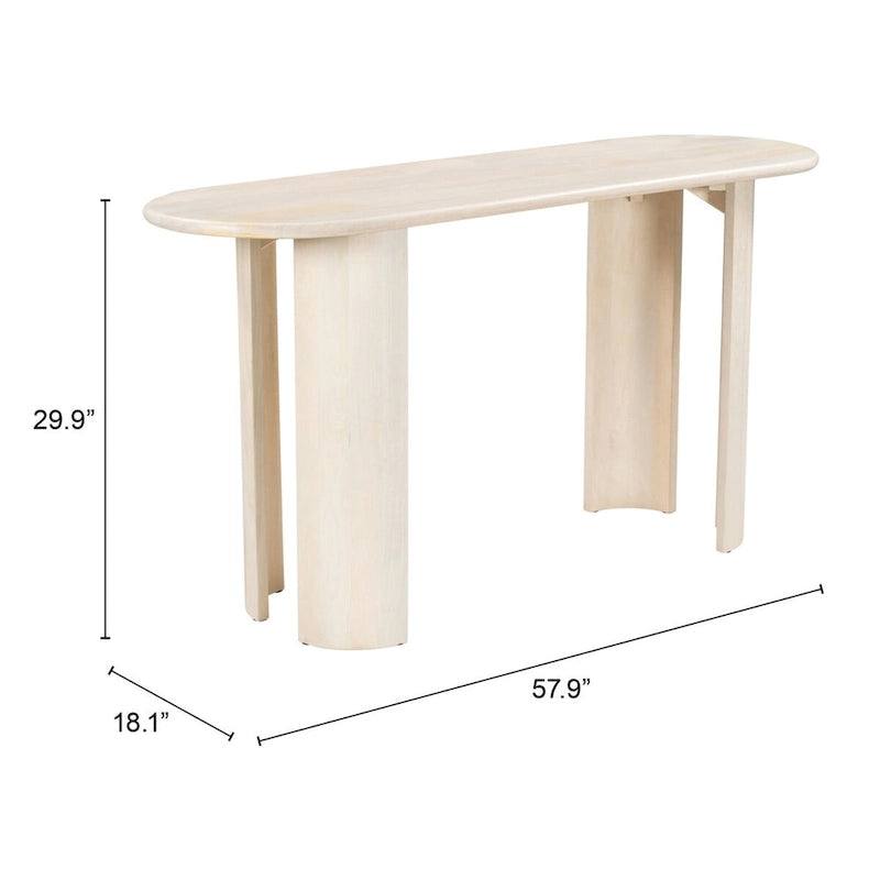 White Washed Acacia Wood Console Table