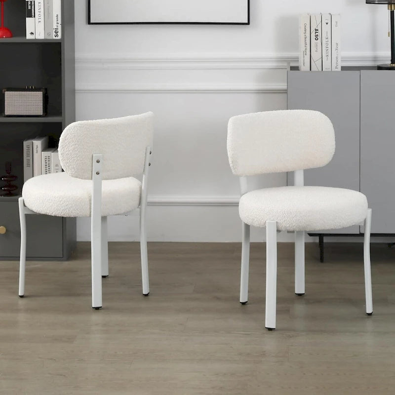 Upholstered Modern Boucle Dining Room Chairs with Metal Legs