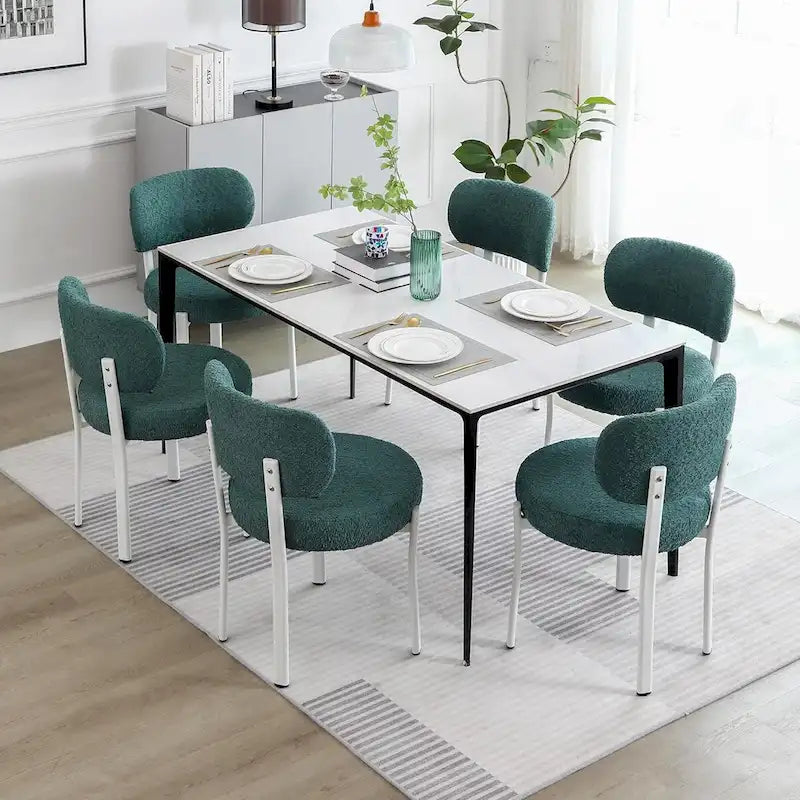 Upholstered Modern Boucle Dining Room Chairs with Metal Legs