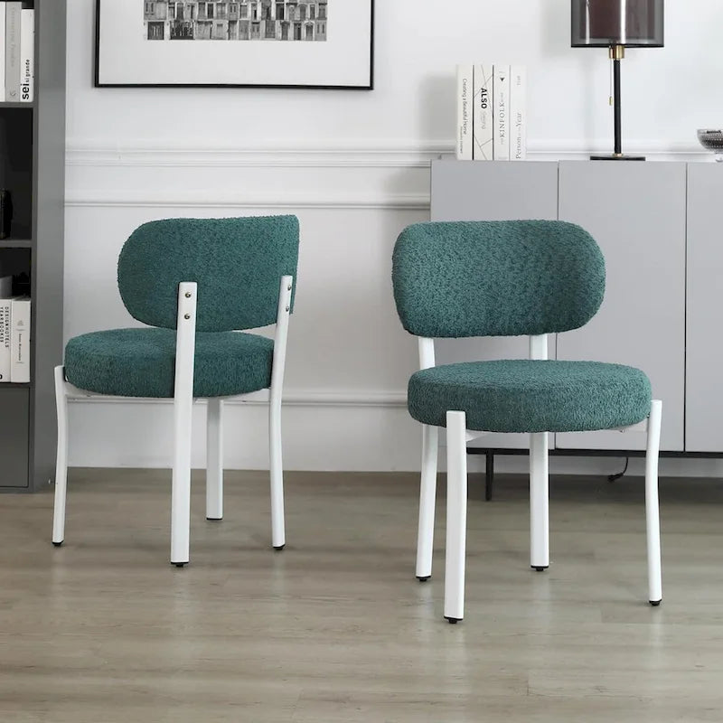 Upholstered Modern Boucle Dining Room Chairs with Metal Legs