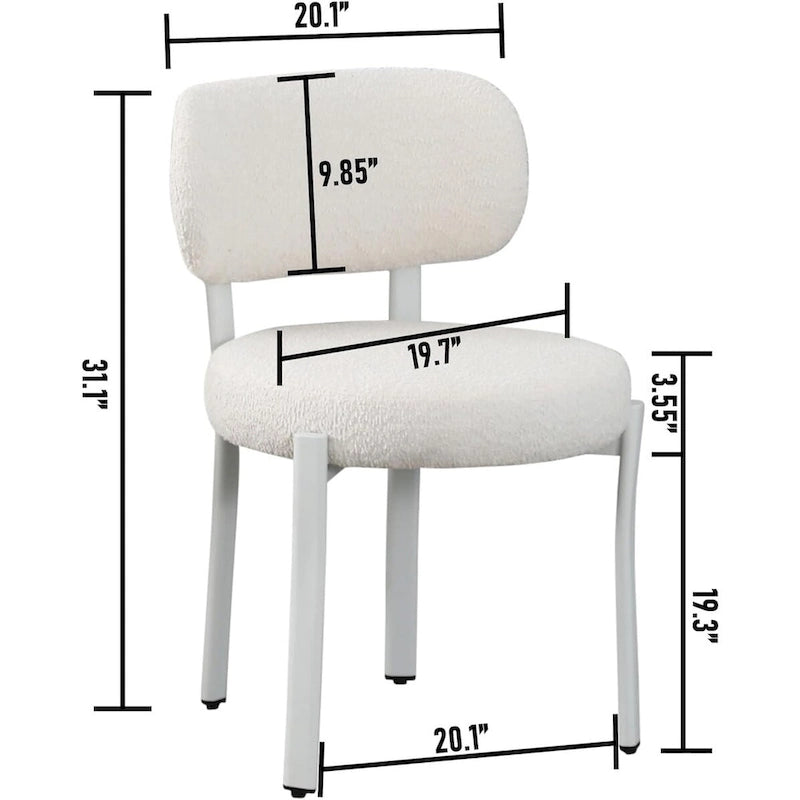 Upholstered Modern Boucle Dining Room Chairs with Metal Legs