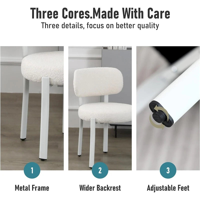 Upholstered Modern Boucle Dining Room Chairs with Metal Legs