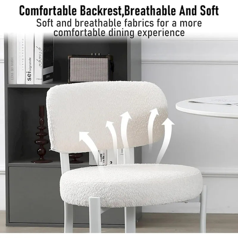Upholstered Modern Boucle Dining Room Chairs with Metal Legs
