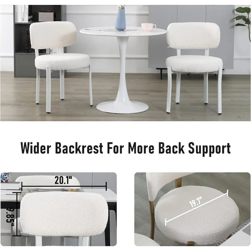 Upholstered Modern Boucle Dining Room Chairs with Metal Legs