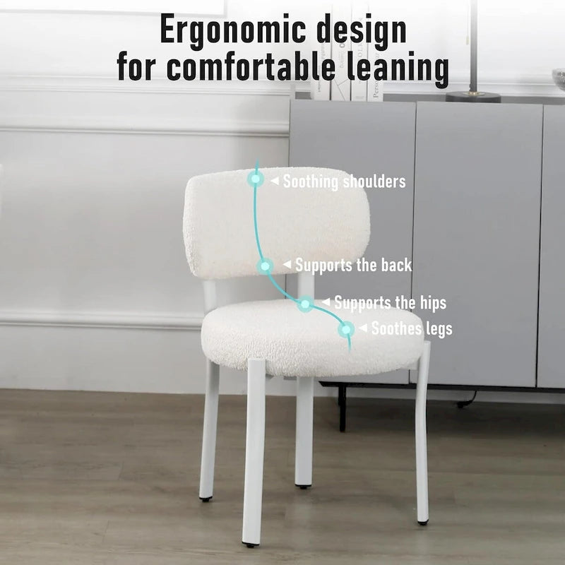 Upholstered Modern Boucle Dining Room Chairs with Metal Legs