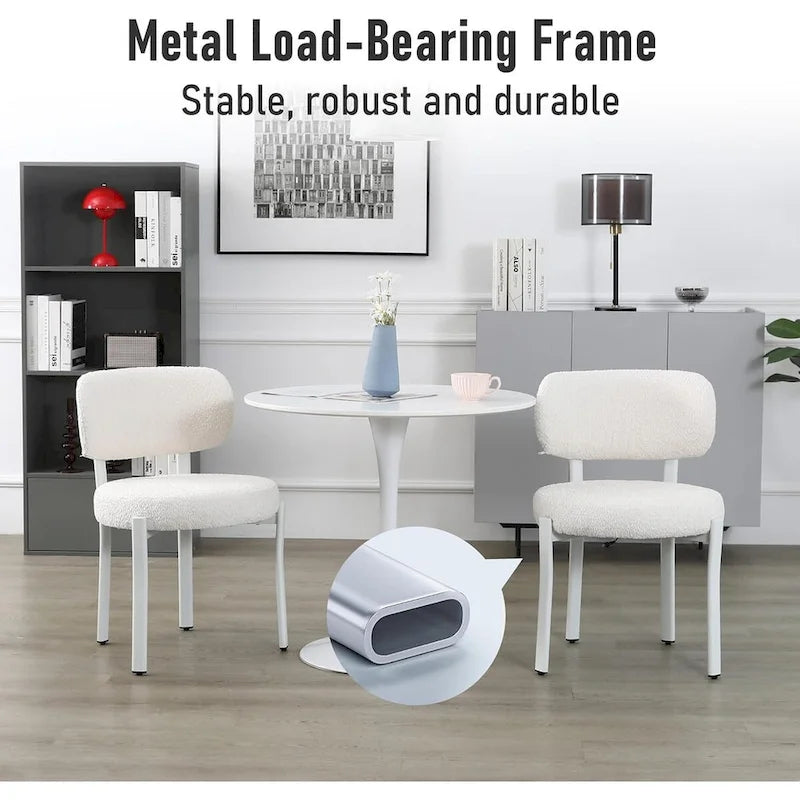 Upholstered Modern Boucle Dining Room Chairs with Metal Legs