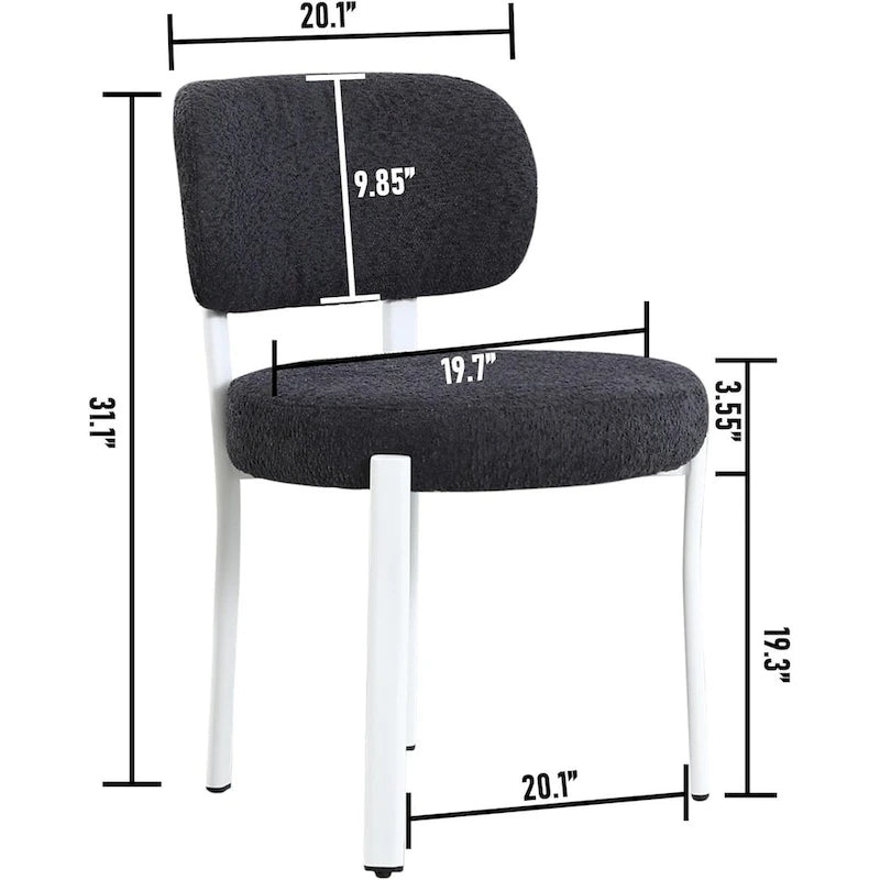Upholstered Modern Boucle Dining Room Chairs with Metal Legs