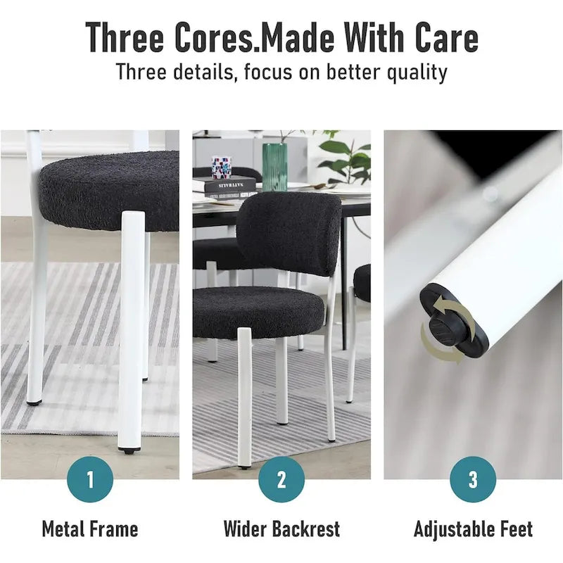 Upholstered Modern Boucle Dining Room Chairs with Metal Legs