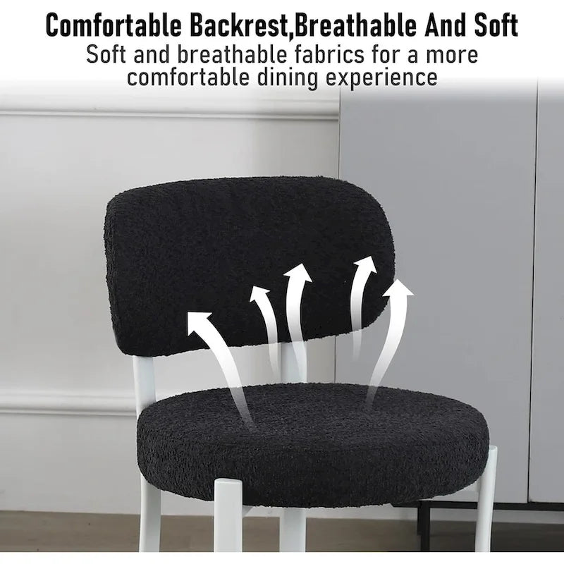 Upholstered Modern Boucle Dining Room Chairs with Metal Legs