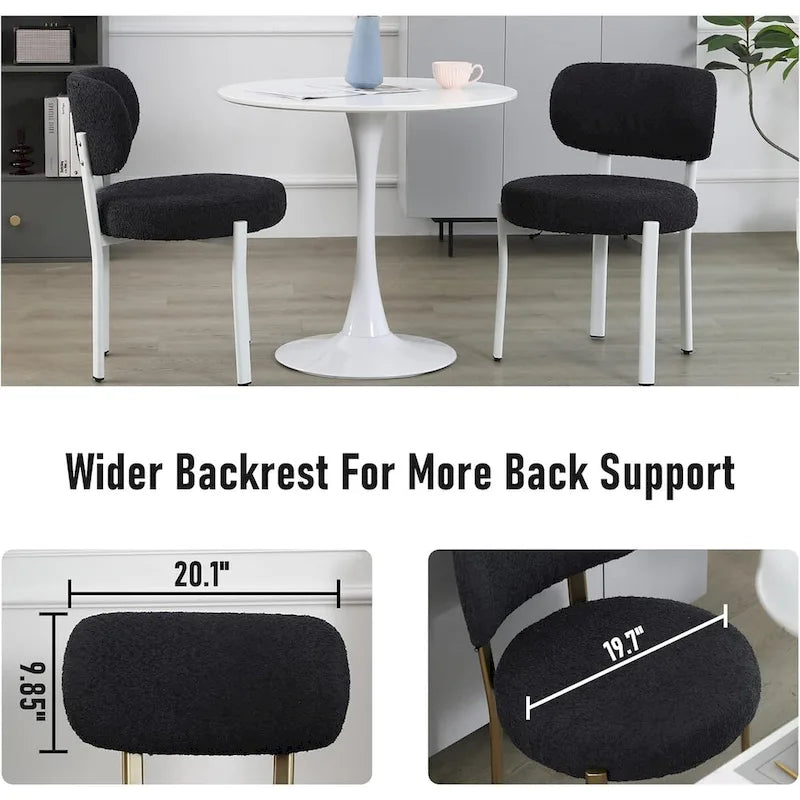 Upholstered Modern Boucle Dining Room Chairs with Metal Legs