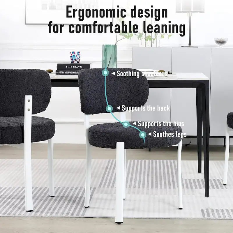 Upholstered Modern Boucle Dining Room Chairs with Metal Legs