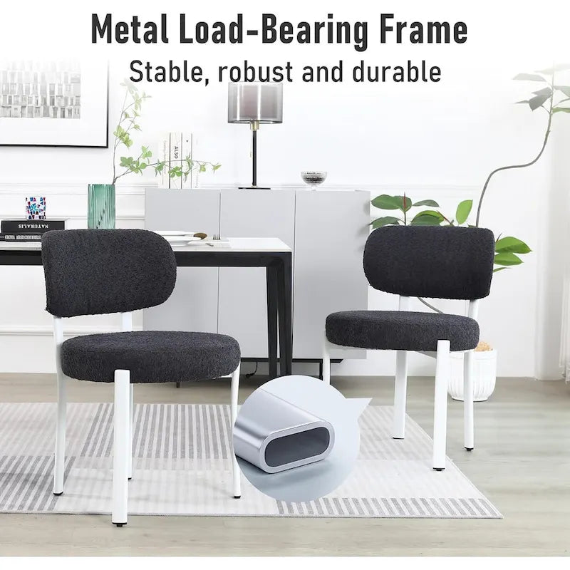 Upholstered Modern Boucle Dining Room Chairs with Metal Legs
