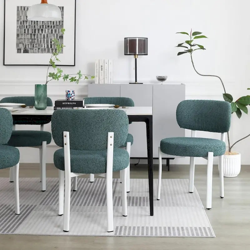 Upholstered Modern Boucle Dining Room Chairs with Metal Legs