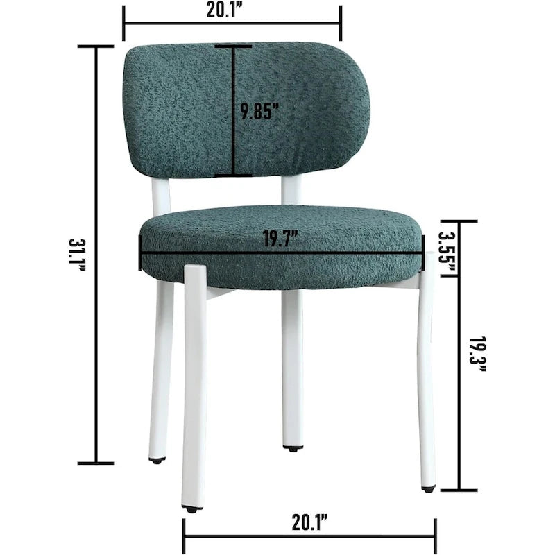 Upholstered Modern Boucle Dining Room Chairs with Metal Legs