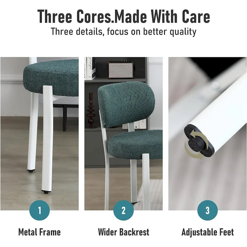 Upholstered Modern Boucle Dining Room Chairs with Metal Legs