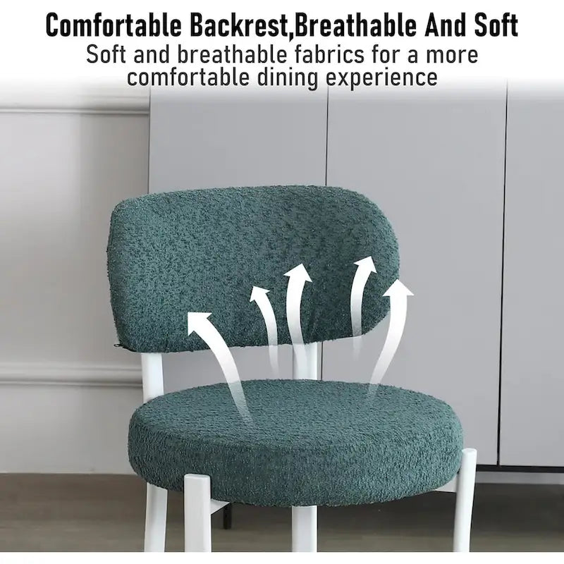 Upholstered Modern Boucle Dining Room Chairs with Metal Legs