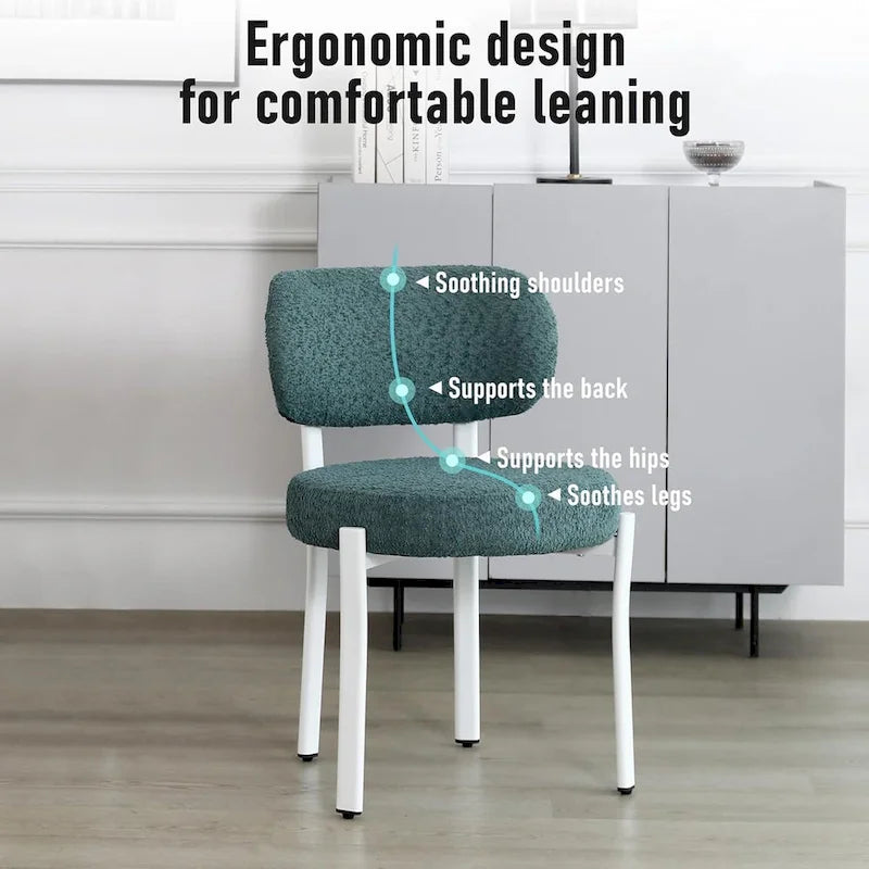Upholstered Modern Boucle Dining Room Chairs with Metal Legs