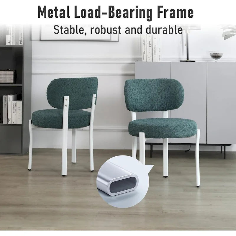 Upholstered Modern Boucle Dining Room Chairs with Metal Legs