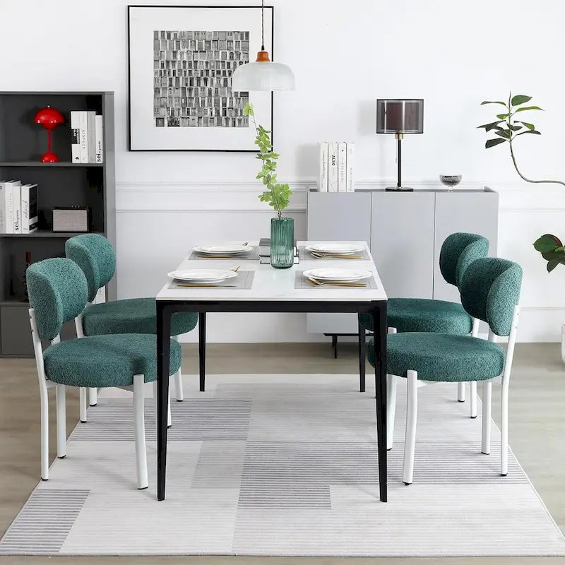 Upholstered Modern Boucle Dining Room Chairs with Metal Legs