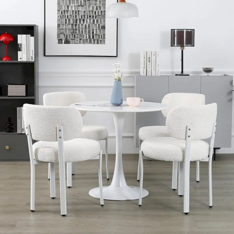 Upholstered Modern Boucle Dining Room Chairs with Metal Legs