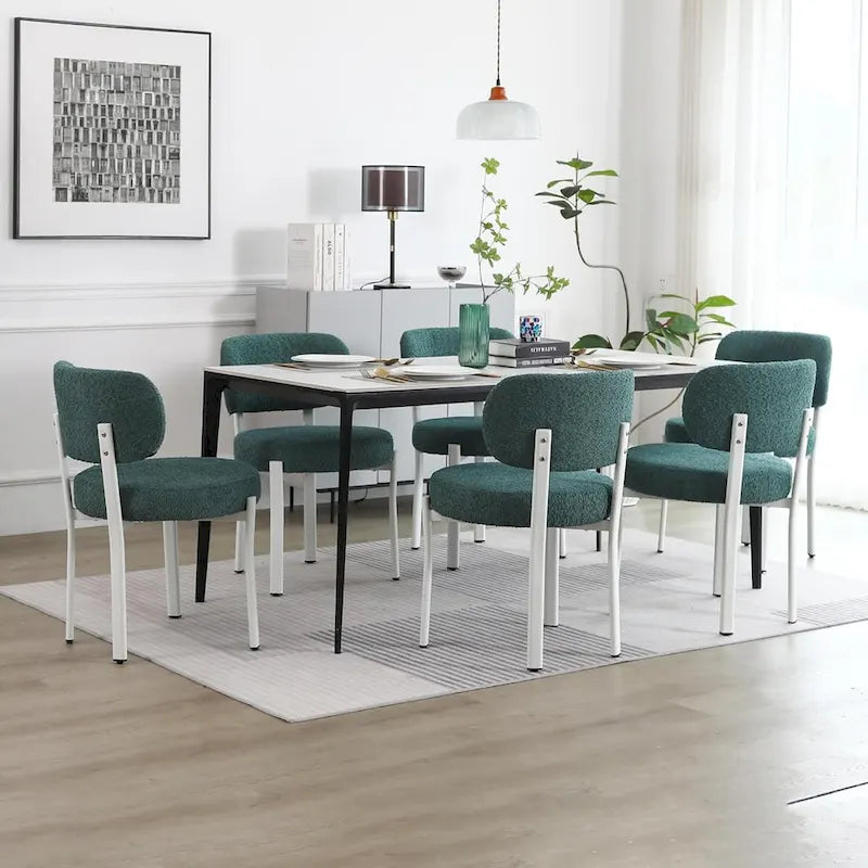 Upholstered Modern Boucle Dining Room Chairs with Metal Legs