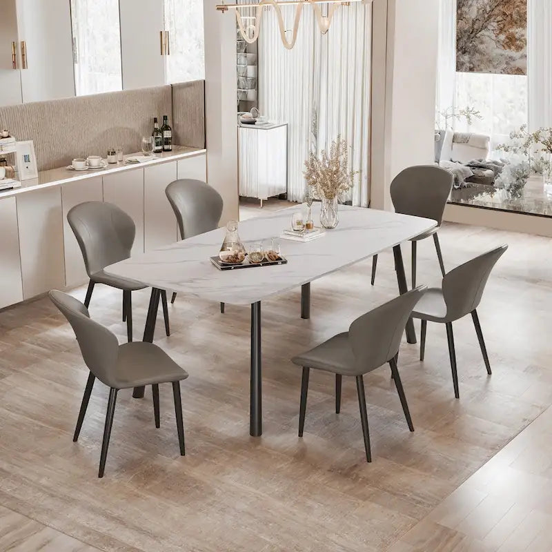 Set of 3/6/9/12 PU Leather Modern Dining Chairs - Comfortable, Easy-to-Clean, Contemporary Design for Kitchen or Dining Room